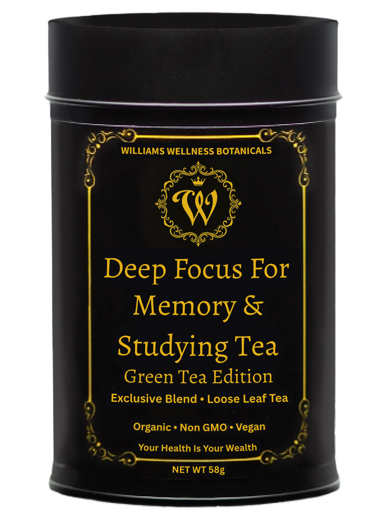 Deep Focus for Memory & Studying — Green Tea Edition (Light Caffeine)